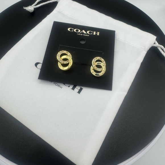 NWT Coach Interlocking earrings w/ Dustbag - Picture 3 of 3
